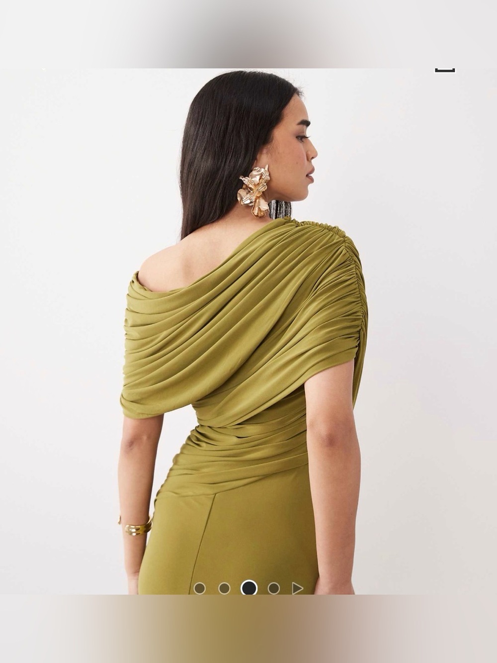 ASOS Olive Draped One-Shoulder Evening Dress
